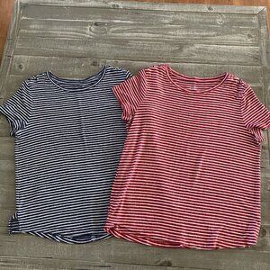 Lot‎ of 2 Croft & Barrow Tops Women's Size Large Striped Red White Blue Stretchy